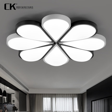 圆形卧室灯简约现代大气 客厅灯黑白创意个性遥控餐厅灯书房间灯